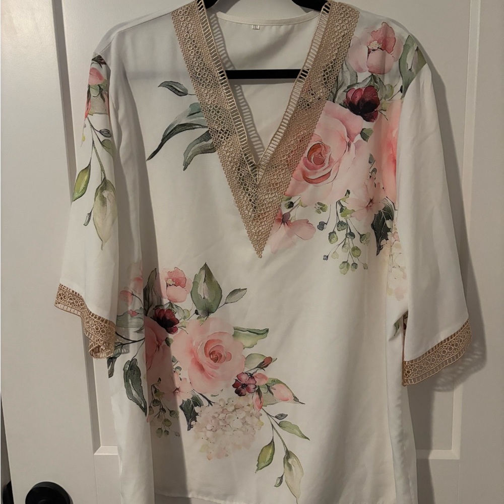 Floral V-Neck Women Top